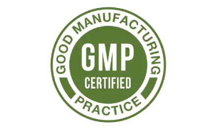 GMP certified facility seal displayed on product label